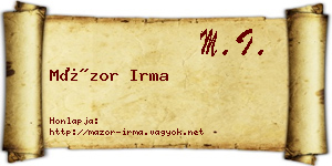 Mázor Irma névjegykártya